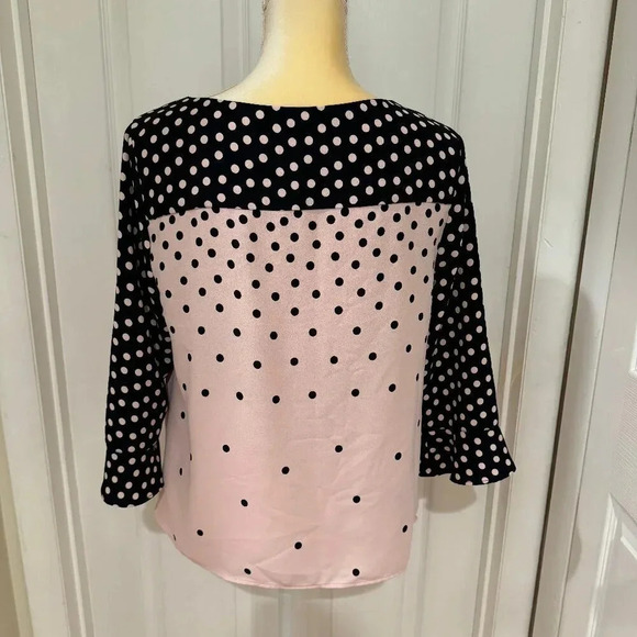 Talbots Black & Pink Polka Dot Blouse - Picture 2 of 5